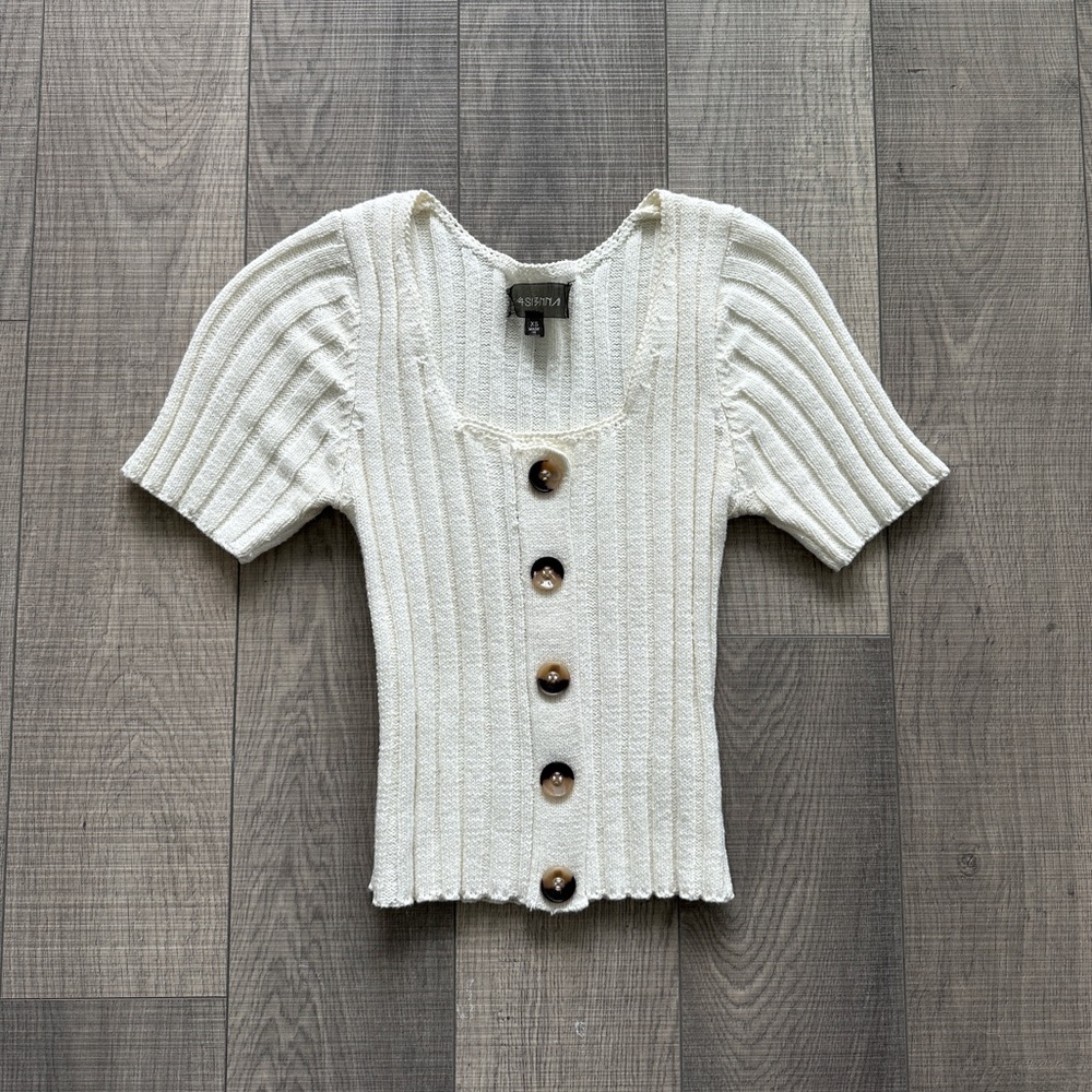 Nordstrom Cream Short Sleeve Knit Top